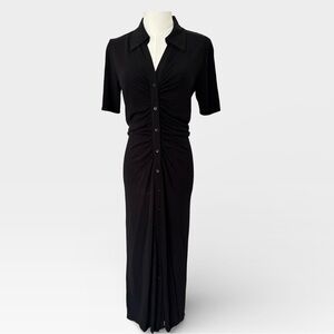 Diane Von Furstenberg | Zoey Dress | Black | Medium | Ruched | Button-down | NWT